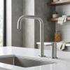 Pure.Sink Luxion 2-hole solid stainless steel kitchen faucet with U spout PLX2HU-02